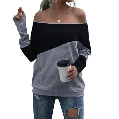 Chic Colorblock Off Shoulder Sweater - Image 5