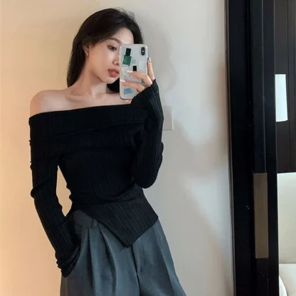 Chic Slit Off Shoulder Sweater - Image 4