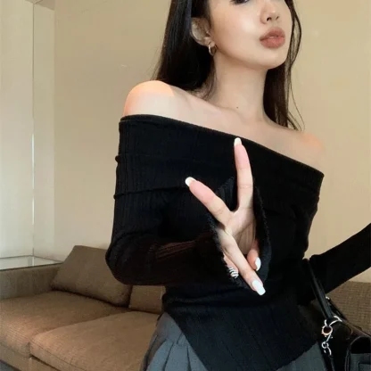 Chic Slit Off Shoulder Sweater - Image 6