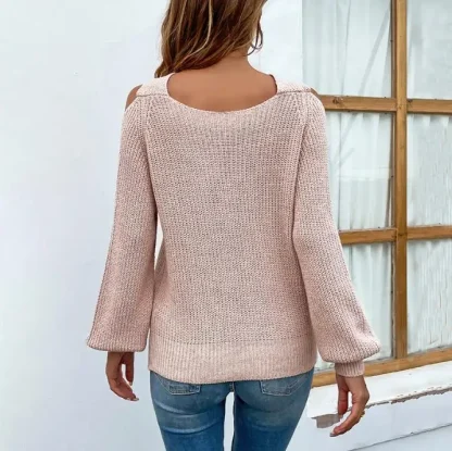Cross Halter Off Shoulder Sweater - Image 3