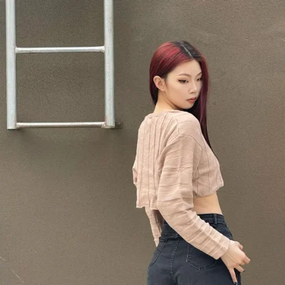 Sexy V-Neck Off Shoulder Sweater - Image 4