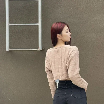 Sexy V-Neck Off Shoulder Sweater - Image 5