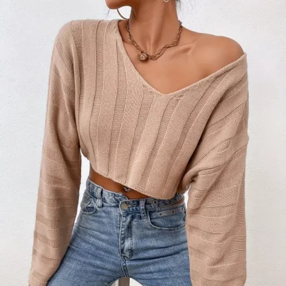 Sexy V-Neck Off Shoulder Sweater