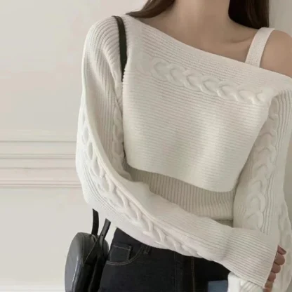 Solid Top Off Shoulder Sweater - Image 2