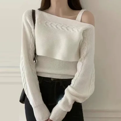 Solid Top Off Shoulder Sweater - Image 3