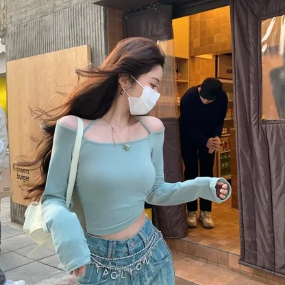 Self Tie Off Shoulder Sweater - Image 3