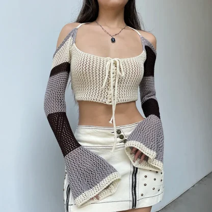 Knitted Crop Off Shoulder Sweater