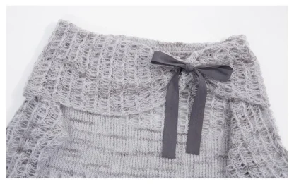 Hollow Tassel Off Shoulder Sweater - Image 7