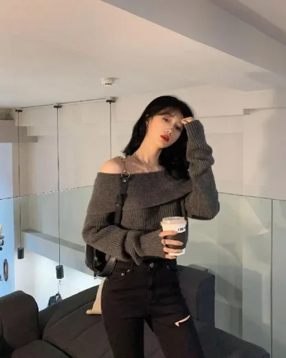 Comfy Knit Off Shoulder Sweater - Image 6