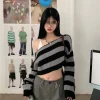 Stripe Top Off Shoulder Sweater - Image 7