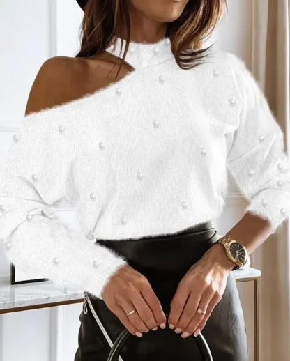 Cozy Cold Shoulder Sweater Tops - Image 4