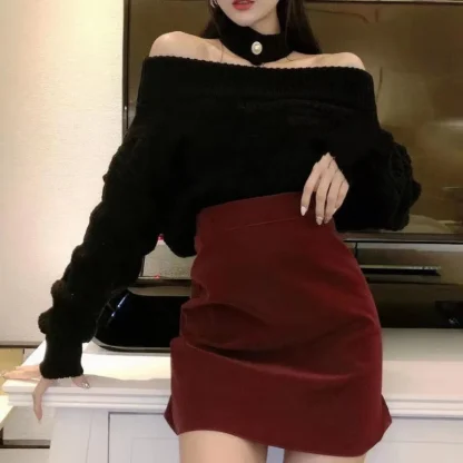 Twist Knitted Off Shoulder Sweater - Image 6