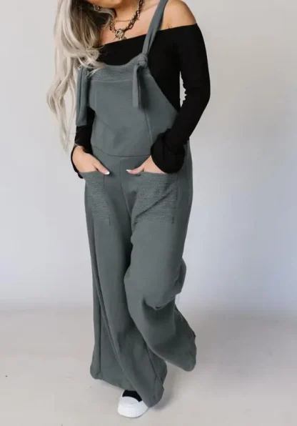 Trendy Wide Leg Jumpsuit Sweater - Image 6