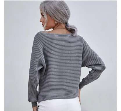Hollow Knit Off Shoulder Sweater - Image 7