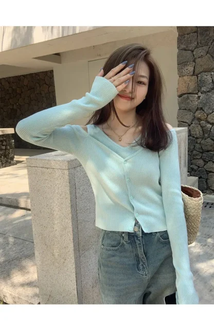 Slim Fit Off Shoulder Sweater - Image 6