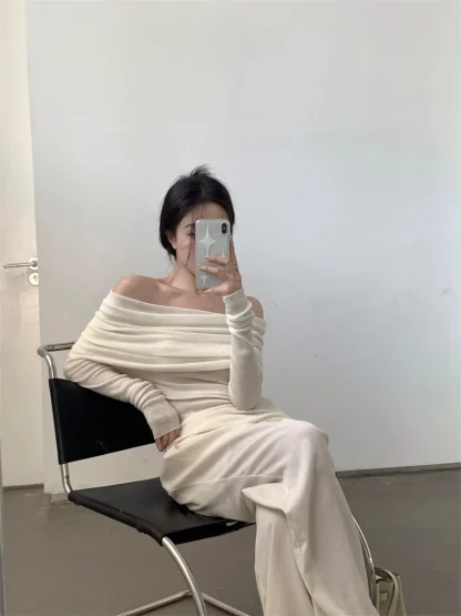 Fold Over Off Shoulder Sweater - Image 7
