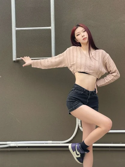 Sexy V-Neck Off Shoulder Sweater - Image 6