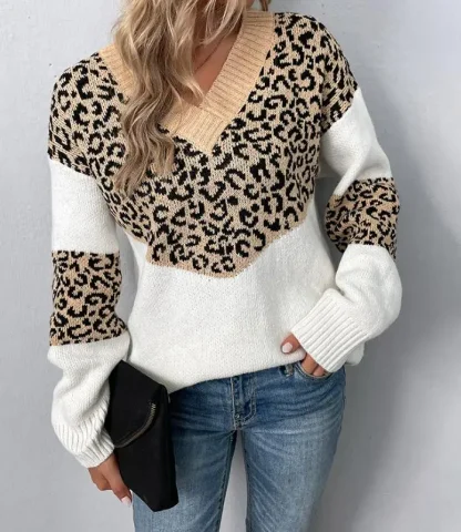 Leopard Print Off Shoulder Sweater - Image 6