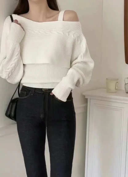 Solid Top Off Shoulder Sweater - Image 7
