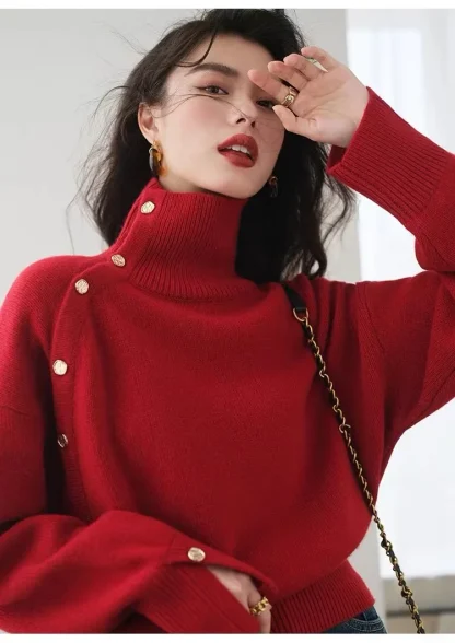 Elegance Turtleneck Pullover Sweater Tops - Image 7
