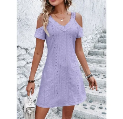 V-Neck Off Shoulder Sweater Dress - Image 7