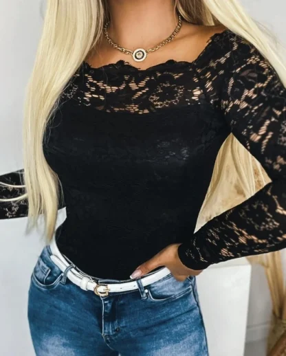 Lace Off Shoulder Sweater Tops