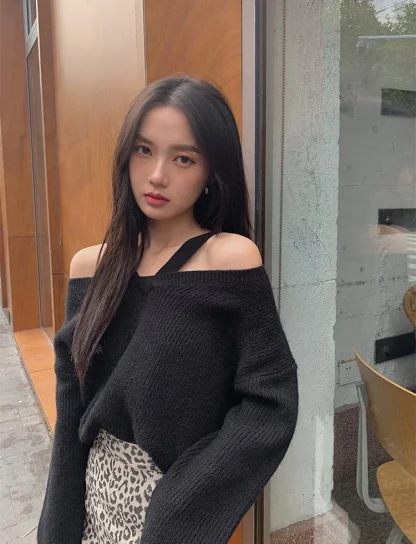Halter Knit Off Shoulder Sweater - Image 7