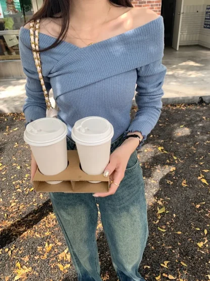 Cross Off Shoulder Sweater Tops - Image 7