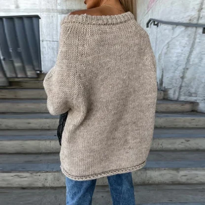 Casual Solid Off Shoulder Sweater - Image 7