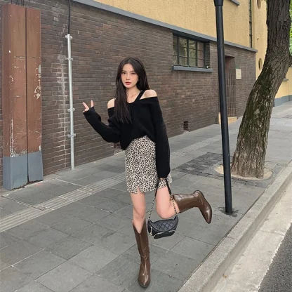Halter Knit Off Shoulder Sweater - Image 4