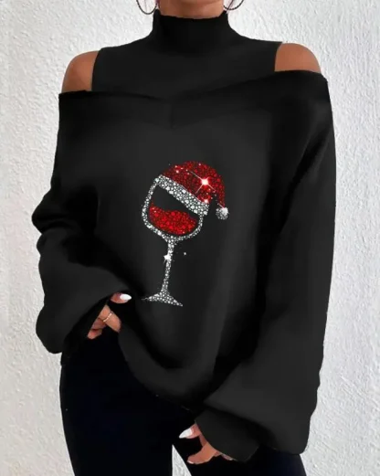 Turtle Neck Open Shoulder Sweater - Image 6