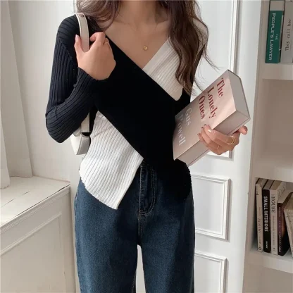 Wrap Around Design Sweater Tops - Image 5