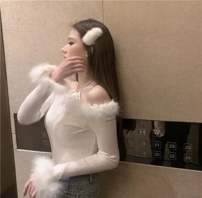Sexy Top Off Shoulder Sweater - Image 7