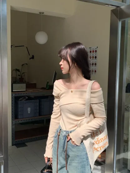 Cross Off Shoulder Sweater Tops - Image 4