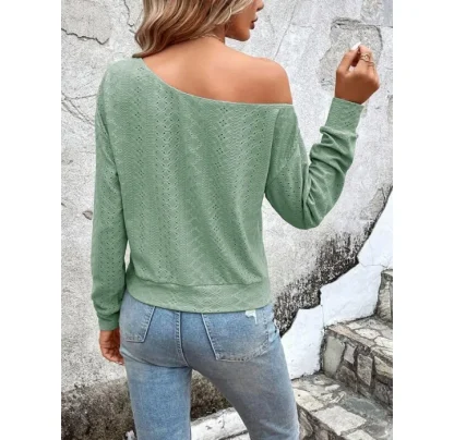 Slanted Off Shoulder Sweater Tops - Image 7