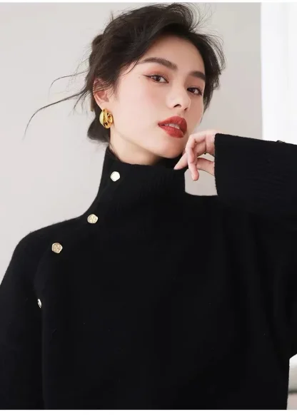Elegance Turtleneck Pullover Sweater Tops - Image 6