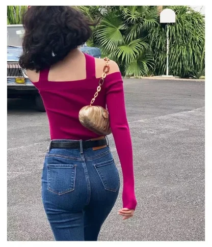 Choker Off Shoulder Sweater Tops - Image 3
