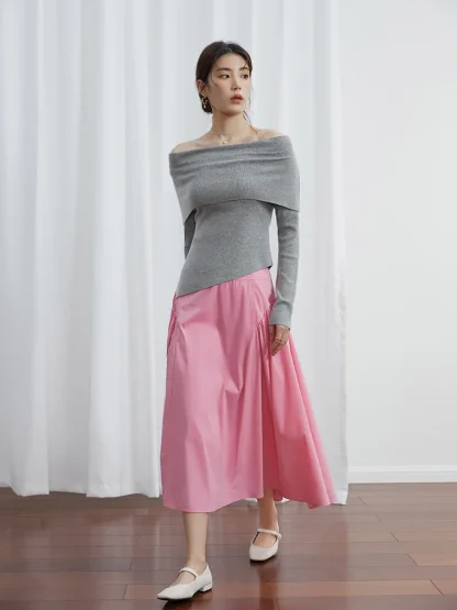 Slim Off Shoulder Sweater Tops - Image 5