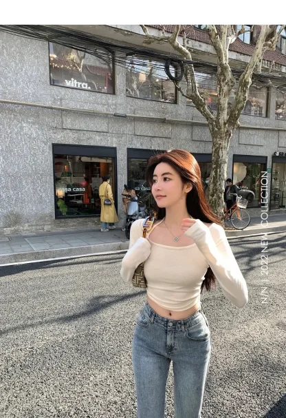 Self Tie Off Shoulder Sweater - Image 7