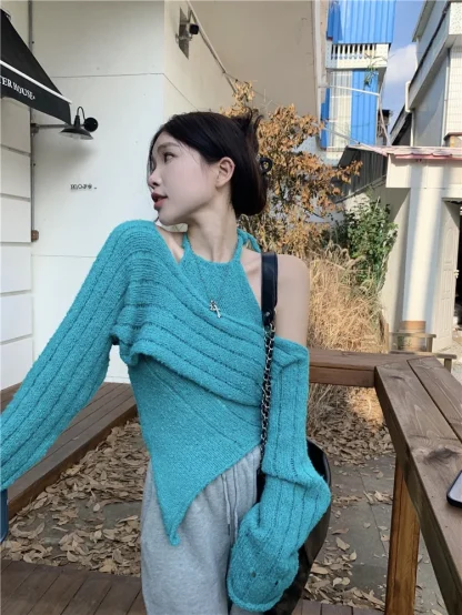 Two-Piece Set Off Shoulder Sweater - Image 7