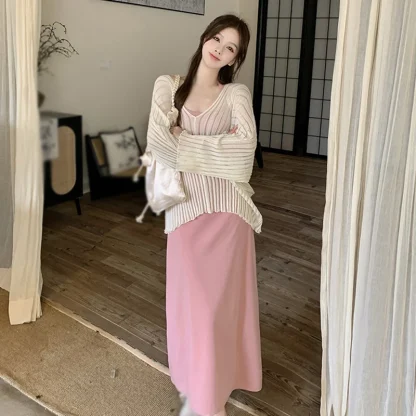 Lazy V-neck Off Shoulder Sweater - Image 7