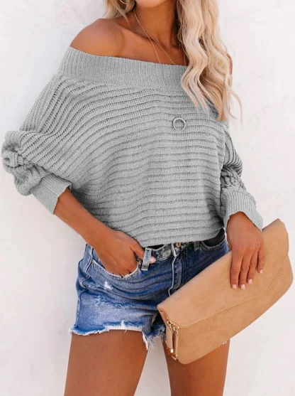 Oversized Off Shoulder Sweater Tops - Image 7