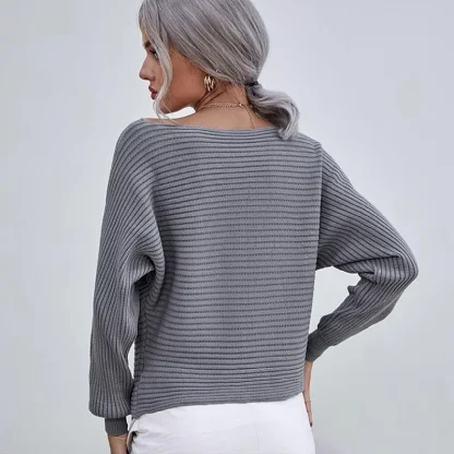 Hollow Knit Off Shoulder Sweater - Image 2