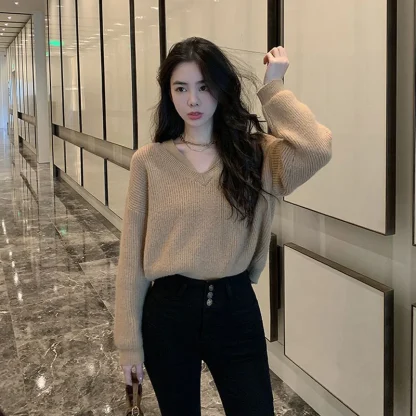 Halter Knit Off Shoulder Sweater - Image 3
