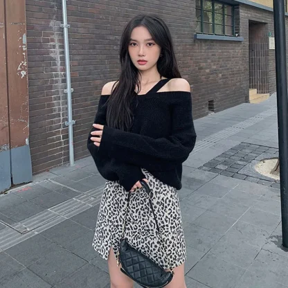Halter Knit Off Shoulder Sweater