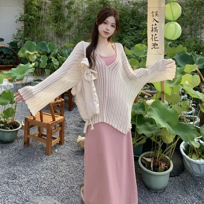 Lazy V-neck Off Shoulder Sweater - Image 6