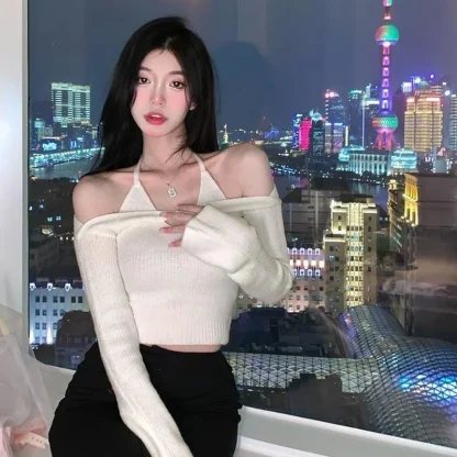 Two Piece Off Shoulder Sweater Tops - Image 4