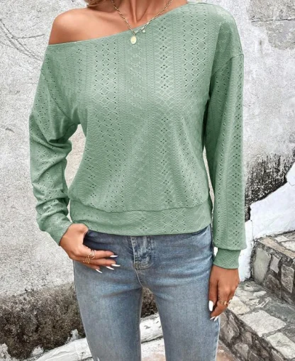 Slanted Off Shoulder Sweater Tops