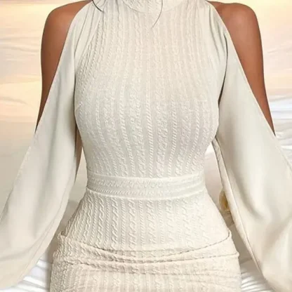 Elegant Flared Sleeve Sweater Dress - Image 4