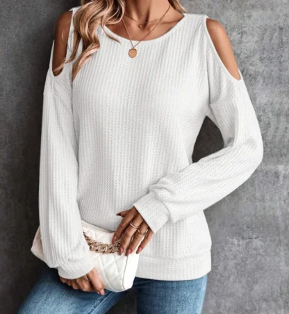 Cozy Open Shoulder Sweater Tops - Image 3